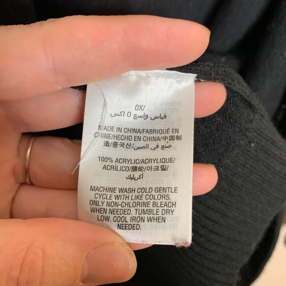 Karen Scott Open Front Cardigan Duster Black Soft Knit Women's Size Large (0X) - Picture 3 of 4